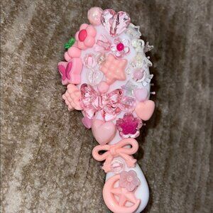 Pink and White Kids Decorative Hairbrush